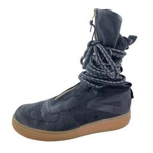 Nike SF Air Force 1 Womens Black High Top Zipper Rope Trainers Sneakers Boots 12